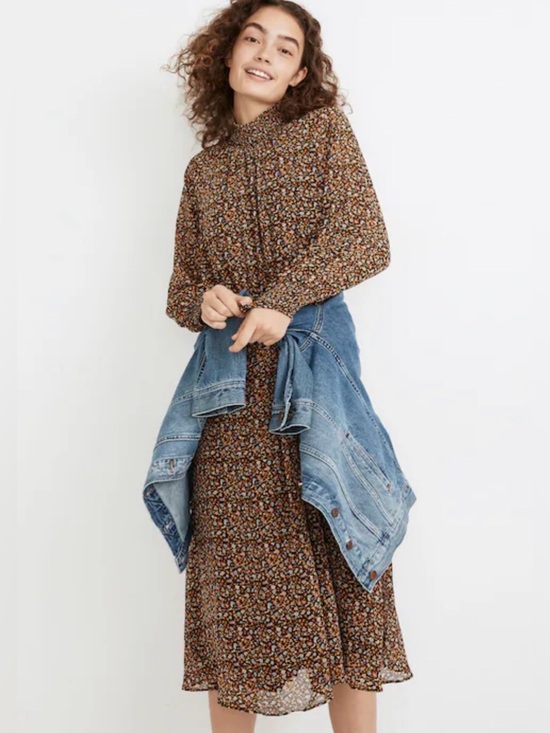 Madewell Dresses & Skirts - Madewell (Re)sourced Georgette Smocked-Neck Midi Dress in Folktale Paisley Sz XL